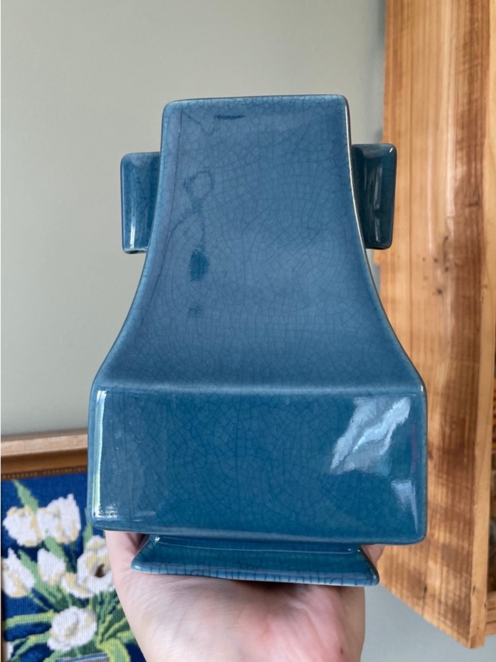 West Elm blue decorative vase